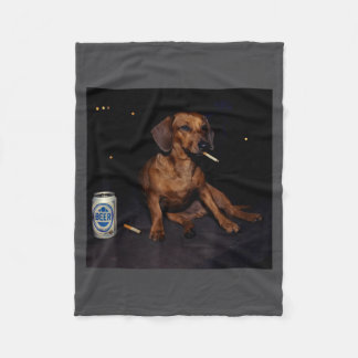 Lustiger rauchender Dachshund Zigarette Bier Gen Z Fleecedecke