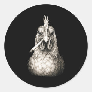 Lustiger rauchender Huhn-Zigarette Gen Z Meme Farm Runder Aufkleber