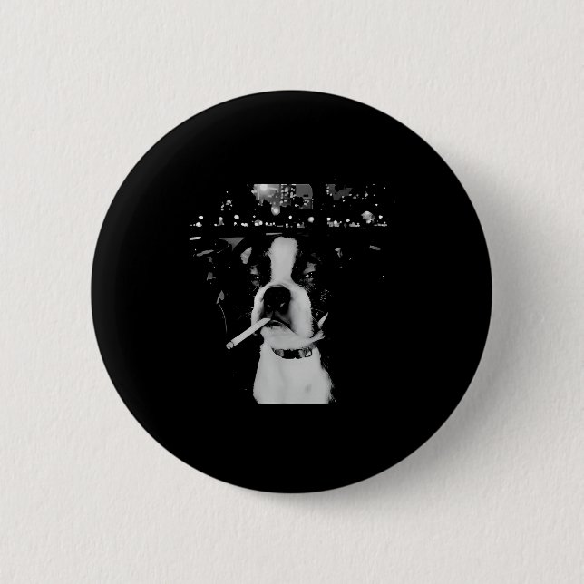 Lustiger rauchender Hund Meme  Button (Vorderseite)