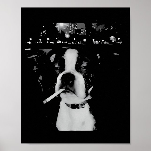 Lustiger rauchender Hund Meme  Poster (Vorne)