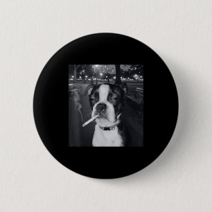 Lustiger rauchender Hund Meme Zigarette Gen Z Meme Button