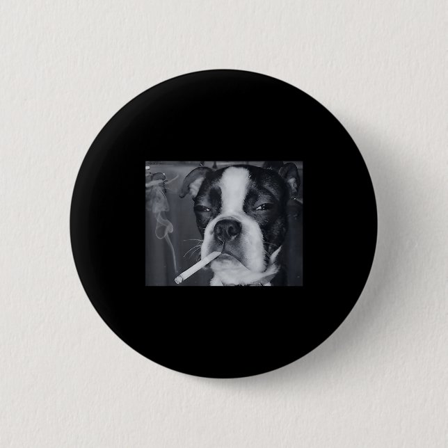 Lustiger rauchender Hund Meme Zigarette Gen Z Meme Button (Vorderseite)