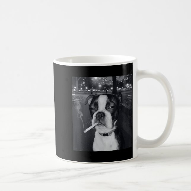 Lustiger rauchender Hund Meme Zigarette Gen Z Meme Kaffeetasse (Rechts)