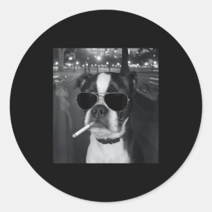 Lustiger rauchender Hund Meme Zigarette Gen Z Meme Runder Aufkleber