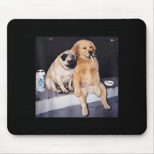 Lustiger rauchender Hund Pug Meme Golden Retriever Mousepad