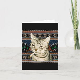 Lustiger rauchender Katzen-Meme-Weihnachts-Hässlic Karte
