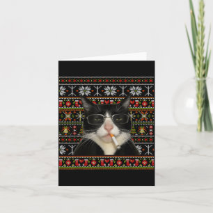 Lustiger rauchender Katzen-Meme-Weihnachts-Hässlic Karte