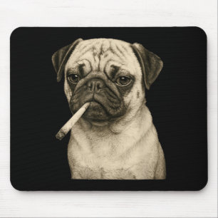 Lustiger rauchender Mops-Hund raucht Zigarette Gen Mousepad