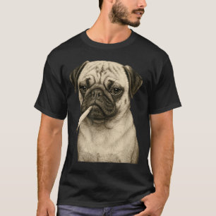Lustiger rauchender Mops-Hund raucht Zigarette Gen T-Shirt