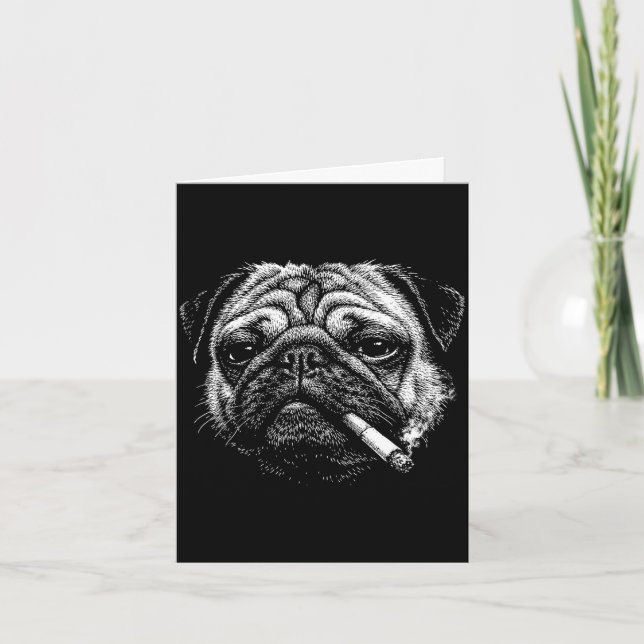Lustiger rauchender Mops Zigaretten-Meme rauchende Karte (Vorderseite)