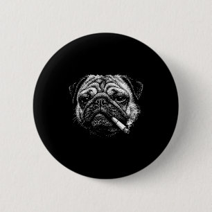 Lustiger rauchender Mops Zigaretten-Meme rauchiger Button