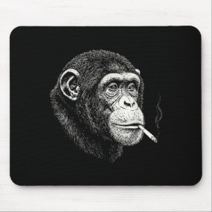Lustiger rauchender Schimpanse _ y2k Affe Meme vin Mousepad