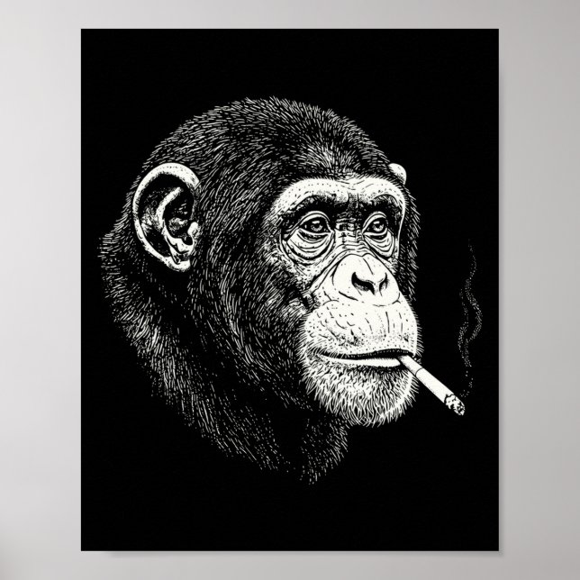 Lustiger rauchender Schimpanse _ y2k Affe Meme vin Poster (Vorne)