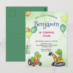 Lustiger Rawr T-Rex Dinosaur Traktor Truck Geburts Postkarte