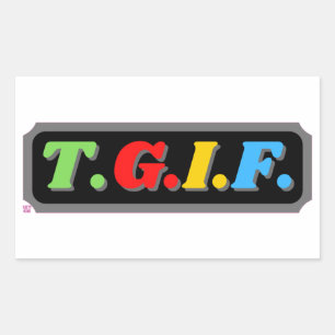 lustiger rechteckiger Aufkleber "TGIF"