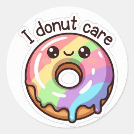 Lustiger Regenbogen-Donut-Aufkleber "Ist mir egal" Runder Aufkleber