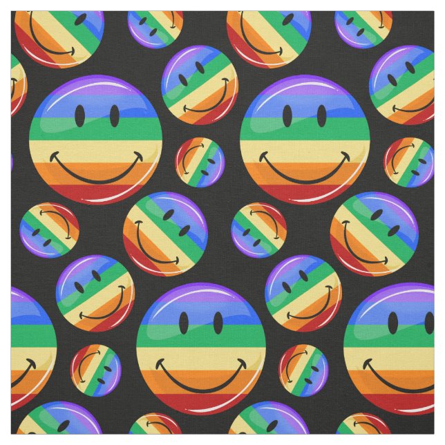Lustiger Regenbogen-Stolz-glückliches Gesicht Stoff (Muster)