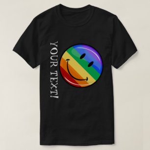 Lustiger Regenbogen-Stolz-glückliches Gesicht T-Shirt