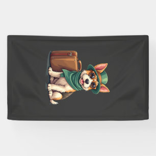 Lustiger reisender Hund mit Taschengrafik für Koff Banner