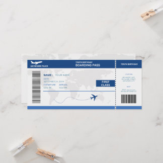 Lustiger Reisepass, Bordkarte Ticket 10. Geburtsta Einladung