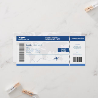 Lustiger Reisepass, Bordkarte Ticket 11. Geburtsta Einladung