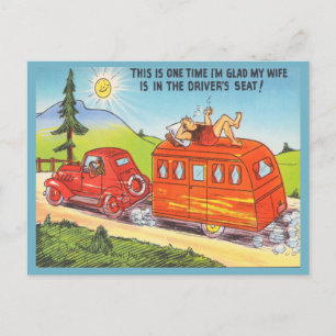 Lustiger Reisewagen RV Camping Camper Cartoon Postkarte