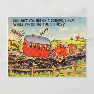 Lustiger Reisewohnwagen RV Camping Camper Cartoon Postkarte