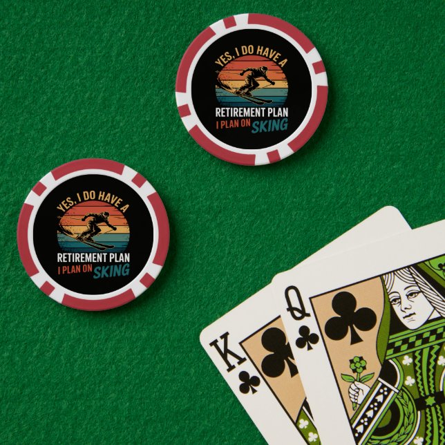 Lustiger Rentenplan Ski Ruhestand Pokerchips (Pokertisch (doppelt))