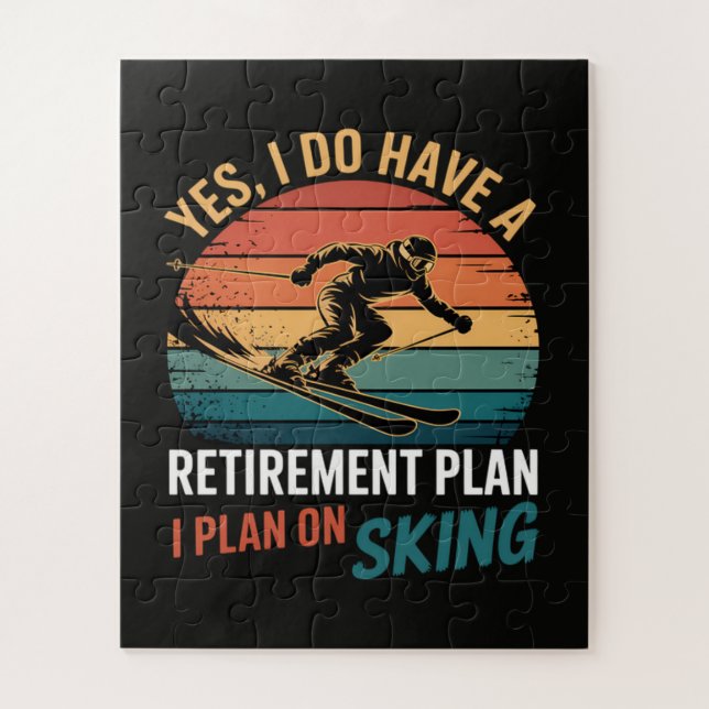 Lustiger Rentenplan Ski Ruhestand Puzzle (Vertikal)
