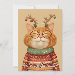 Lustiger Rentier-Katz hässlicher Weihnachtspullove Feiertagskarte