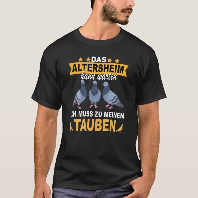 Lustiger Rentner Taubenzüchter T-Shirt (Vorderseite)