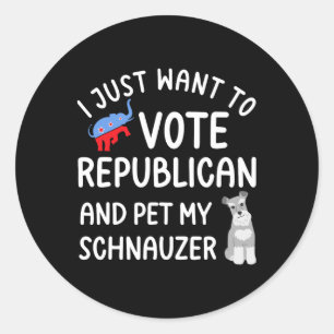Lustiger Republikanischer Pet Mein Schnauzer Wähle Runder Aufkleber