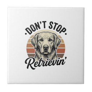 Lustiger Retriever Hund Vintage Gravur Grafik T-Sh Fliese