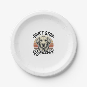 Lustiger Retriever Hund Vintage Gravur Grafik T-Sh Pappteller