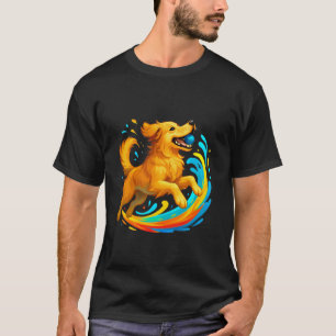 Lustiger Retriever spielt mit Ball Kunst T-Shirt
