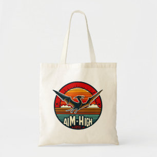 Lustiger Retro-Flugsaurier mit Sonnenuntergangs-Vi Tragetasche