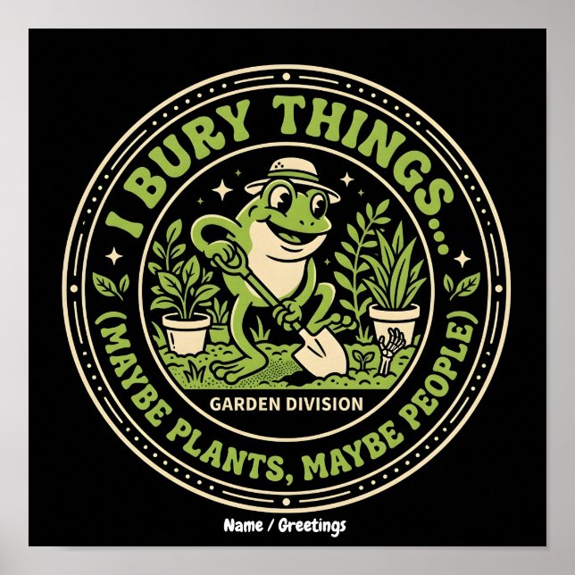 Lustiger Retro-Frosch-Abzeichen I Begrabe Dinge Ga Poster (Vorne)