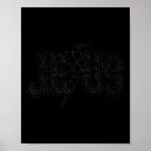 Lustiger Retro-Groovy-Karierter Jesus-Blitz Poster