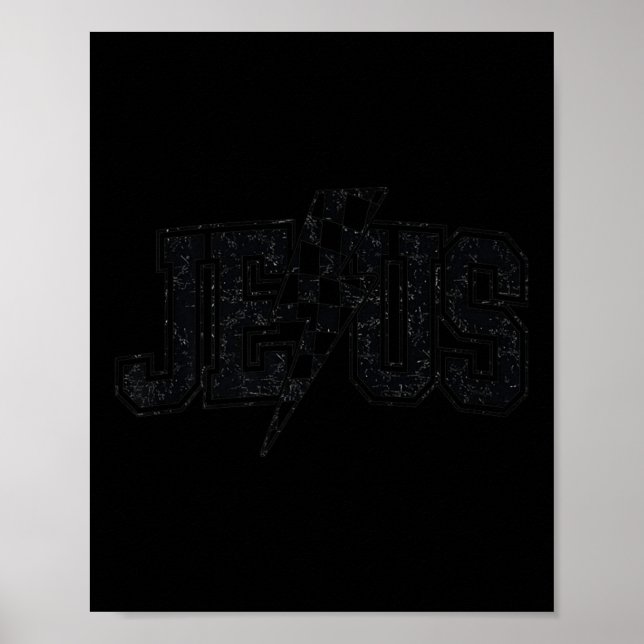 Lustiger Retro-Groovy-Karierter Jesus-Blitz  Poster (Vorne)