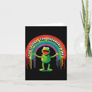 Lustiger Retro-Regenbogenfrosch Verbindung Die Lie Karte
