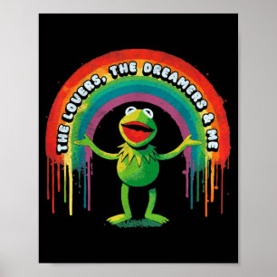 Lustiger Retro-Regenbogenfrosch Verbindung Die Lie Poster
