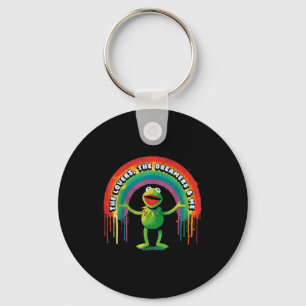 Lustiger Retro-Regenbogenfrosch Verbindung Die Lie Schlüsselanhänger
