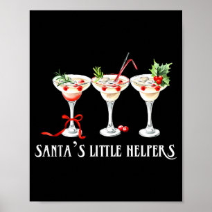 Lustiger Retro-Santa's Little Helper Martini Frohe Poster