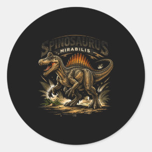 Lustiger Retro-Spinosaurus Dinosaurier Spinosaurus Runder Aufkleber