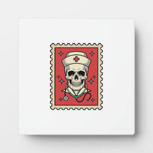 Lustiger Retro-Stempel Krankenpfleger Schädel_1 Fotoplatte