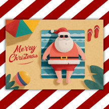 Lustiger Retro-Strand-Santa-Tropischer-Weihnachten
