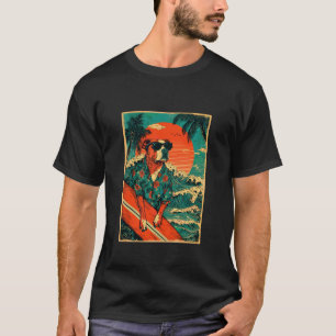 Lustiger Retro-Surfer-Pitbull-Surferhund Vintage H T-Shirt