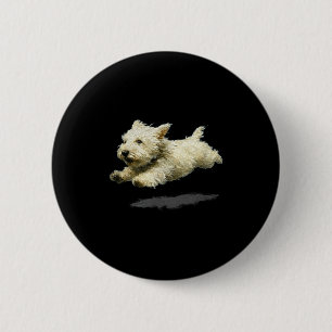 Lustiger Retro süßer laufender Hund Kunstprint Button