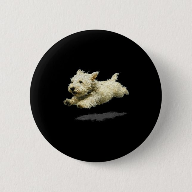 Lustiger Retro süßer laufender Hund Kunstprint  Button (Vorderseite)