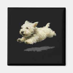 Lustiger Retro süßer laufender Hund Kunstprint Magnet